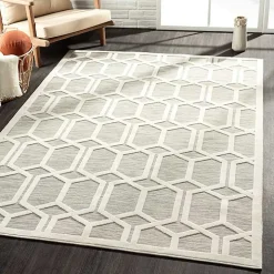 Gray Raised Honeycomb Indoor/Outdoor Area Rug, 7x9