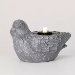 Gray Resin Bird Outdoor Fountain