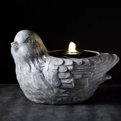 Gray Resin Bird Outdoor Fountain