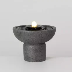 Gray Resin Pedestal Outdoor Fountain, 8 in.