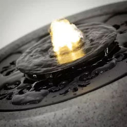 Gray Resin Pedestal Outdoor Fountain, 8 in.