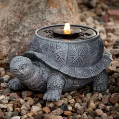 Gray Resin Tortoise Outdoor Fountain