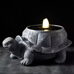 Gray Resin Tortoise Outdoor Fountain