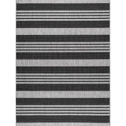 Gray Robin Stripe Outdoor Rug, 5x8