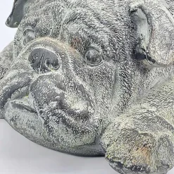 Gray Sleeping Bulldog Outdoor Statue
