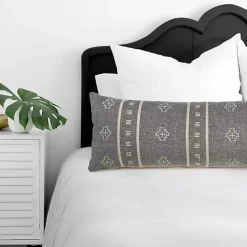 Gray Southwestern Geo Lumbar Pillow