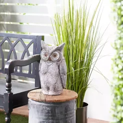 Gray Stone Owl Statue