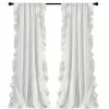 Gray Stripe Ruffled Curtain Panel Set, 84 in.