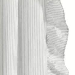 Gray Stripe Ruffled Curtain Panel Set, 84 in.