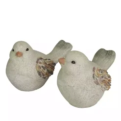 Gray Textured Bird Statues, Set of 2
