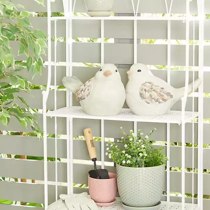 Gray Textured Bird Statues, Set of 2