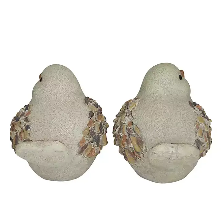 Gray Textured Bird Statues, Set of 2