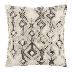 Gray Textured Geometric Pillow