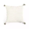 Gray Thin Woven Stripe Tassel Pillow
