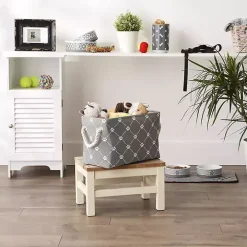 Gray Trellis Paw Print Storage Basket, 14 in.