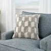 Gray Tufted Diagonal Checkers Throw Pillow