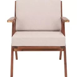 Gray Upholstered Acacia Wood Outdoor Chair