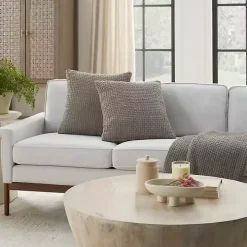 Gray Waffle Knit Chenille Throw Pillows, Set of 2