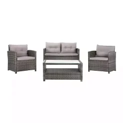 Gray Wicker 4-pc. Deluxe Outdoor Living Set