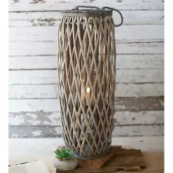 Gray Willow Oval Lantern, 28 in.