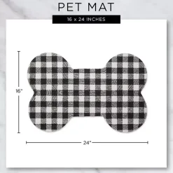 Gray Woof Bone Pet Bowl Mat