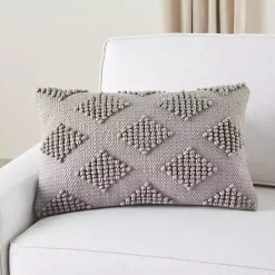 Gray Woven Diamonds Lumbar Pillow