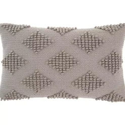 Gray Woven Diamonds Lumbar Pillow