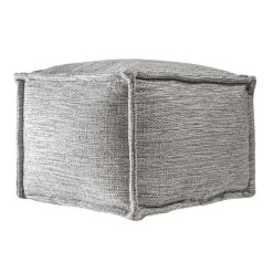 Gray Woven Outdoor Pouf