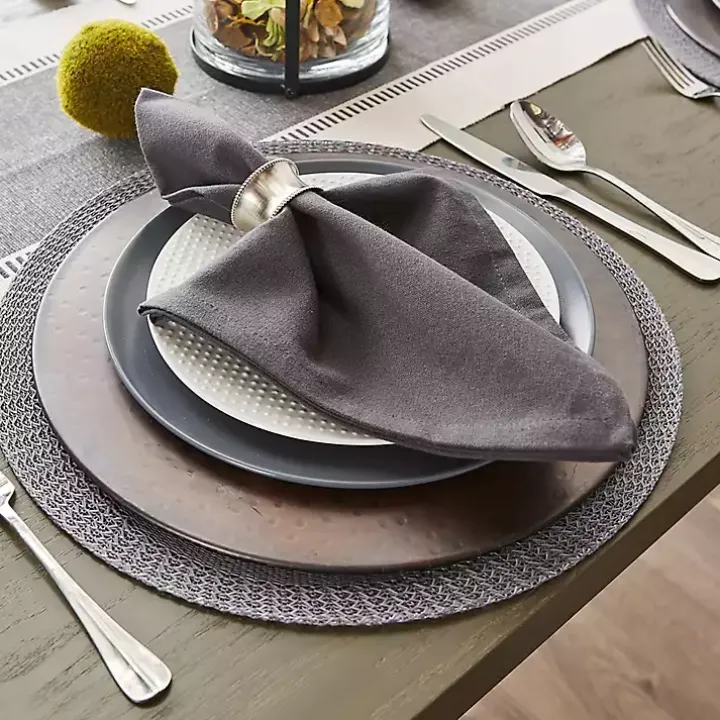 Gray Woven Round Placemats, Set of 6