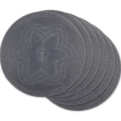 Gray Woven Round Placemats, Set of 6