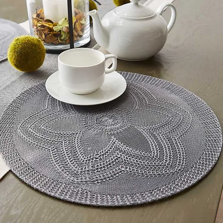 Gray Woven Round Placemats, Set of 6