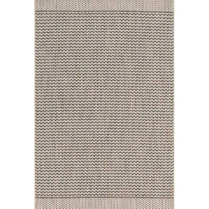 Gray Zig Zag Stripe Outdoor Area Rug, 7x10