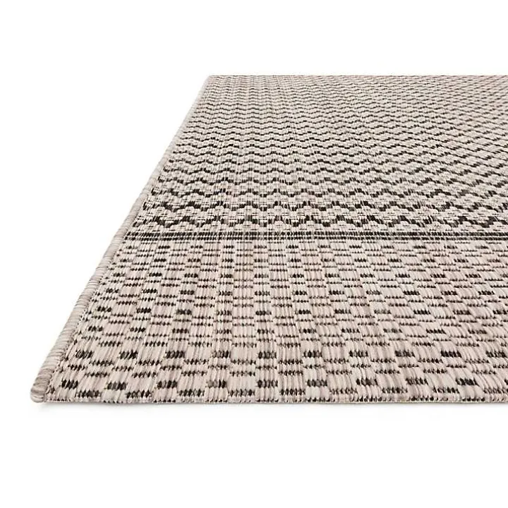 Gray Zig Zag Stripe Outdoor Area Rug, 7x10