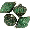 Green & Gold Onion & Finial Ornaments, Set of 4