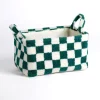 Green & White Checkered Sherpa Storage Bin