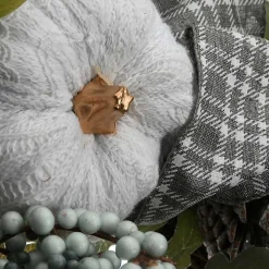 Green and Gray Ribbon Harvest Mix Wreath