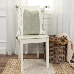 Green and White Block Loop Throw Pillow