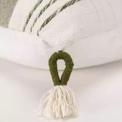 Green and White Block Loop Throw Pillow