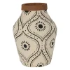 Green and White Floral Terracotta Vase