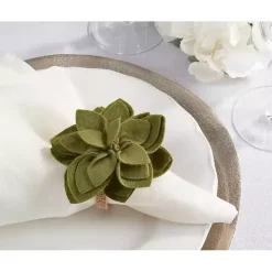 Green Blossom Napkin Rings, Set of 4