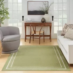 Green Bordered Indoor/Outdoor Area Rug, 6x9