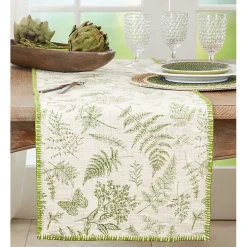 Green Botanical Whipstitch Table Runner