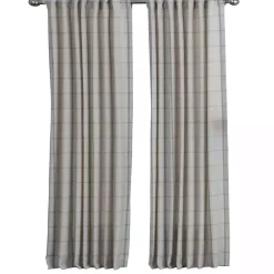 Green Checkered Single Curtain Panel, 84 in.