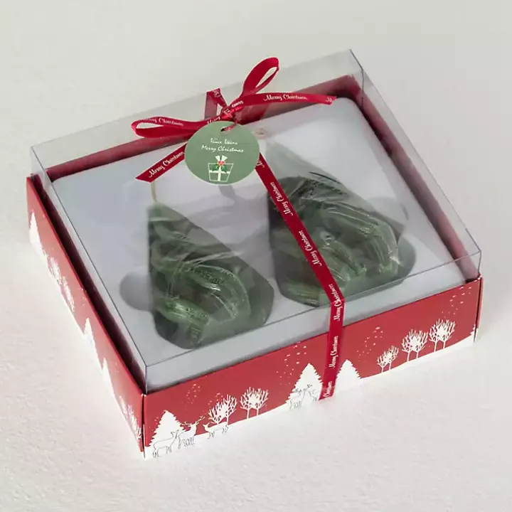 Green Christmas Tree Kitira Candles, Set of 2