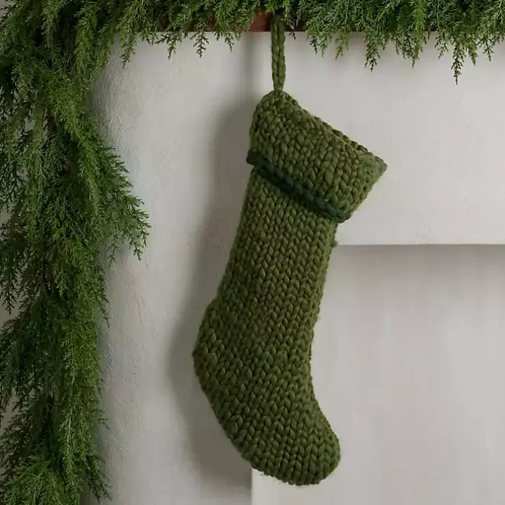 Green Chunky Knit Christmas Stocking