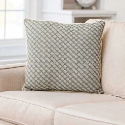 Green Cross-Stitch Woven Pillow