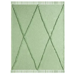 Green Diamond Tufted Cotton Throw