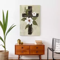 Green Easter Cross Canvas Art Print