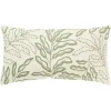 Green Embroidered Botanical Lumbar Pillow