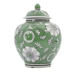 Green Floral Chinoiserie Jar